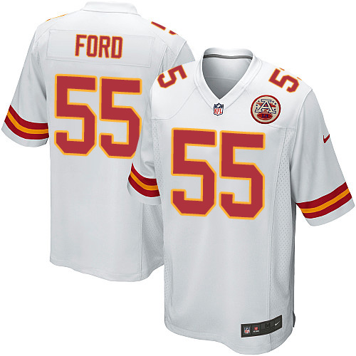 Men's Game Dee Ford Nike Jersey White Road - #55 NFL Kansas City Chiefs